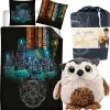 Harry Potter Dekbedovertrek- Polyester- 1persoons- 140x200- Dekbed Banners Hogwarts School, Incl. Pluche Uil 21 Cm