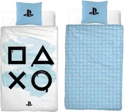 Sony Playstation Dekbedovertrek Spray - 140x200 - 100% Katoen - Wit - Dekbedovertrek Kinderen