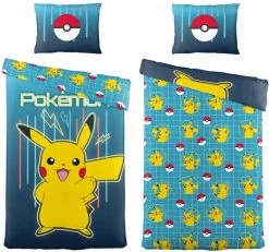 Pokemon Dekbedovertrek Vibe - 140x200 - 100% Katoen - Blauw - Dekbedovertrek Kinderen -Beddengoed winkel 1200x1123