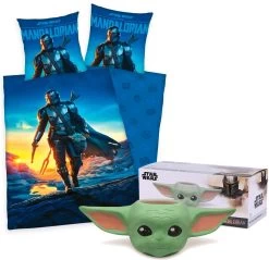 Dekbedovertrek Star Wars- The Mandalorian- Baby Yoda- 140x200cm- 100% Katoen-kussen 70x90cm-Uniek! Incl. Unieke The Child Mok
