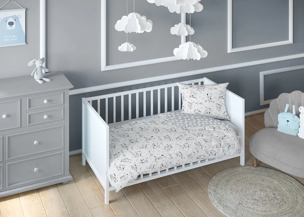 Ledikant - Dekbedovertrek - Poesjes - Katoen - 100x135 Cm 2 Ledikant - Dekbedovertrek - Poesjes - Katoen - 100x135 Cm - Afbeelding 2