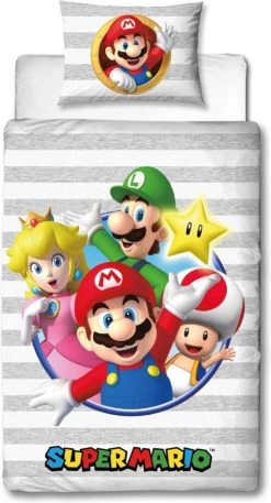 Nintendo Dekbedovertrek Grey - 140x200 - 100% Katoen - Multicolor - Dekbedovertrek Kinderen