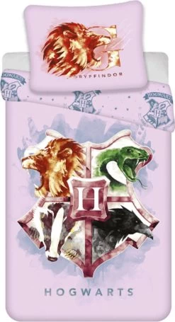 Harry Potter Dekbedovertrek Hogwarts - Eenpersoons - 140 X 200 Cm - Katoen