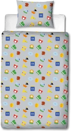 Nintendo Dekbedovertrek Grey - 140x200 - 100% Katoen - Multicolor - Dekbedovertrek Kinderen -Beddengoed winkel 653x1200 1