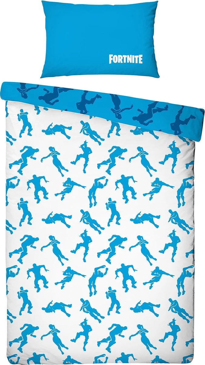 Fortnite Emotes - Dekbedovertrek - Eenpersoons - 140 X 200 Cm - Blauw/Wit 5 Fortnite Emotes - Dekbedovertrek - Eenpersoons - 140 X 200 Cm - Blauw/Wit - Afbeelding 5