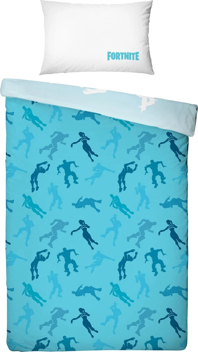 Fortnite Shuffle Blauw - Dekbedovertrek - Eenpersoons - 140 X 200 Cm - Blauw/Wit 2 Fortnite Shuffle Blauw - Dekbedovertrek - Eenpersoons - 140 X 200 Cm - Blauw/Wit - Afbeelding 2
