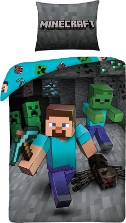 Minecraft Dekbedovertrek Mining - Eenpersoons - 140 X 200 Cm - Katoen