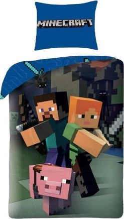 Merkloos Minecraft Dekbedovertrek Good Guys - Eenpersoons - 140x200 Cm - Multi -Beddengoed winkel 680x1200 4