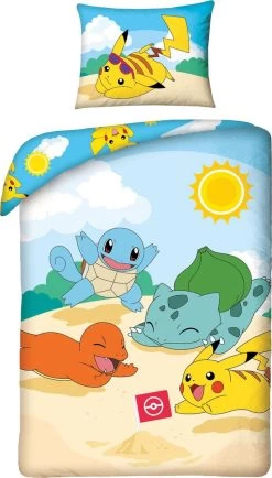 Pokémon Dekbedovertrek Beach Day - Eenpersoons - 140 X 200 Cm - Katoen -Beddengoed winkel 683x1200 1