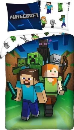 Minecraft Dekbedovertrek Monster Hunter - Eenpersoons - 140 X 200 Cm - Katoen