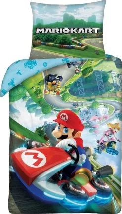 Super Mario Dekbedovertrek Mariokart - Eenpersoons - 140 X 200 Cm - Katoen