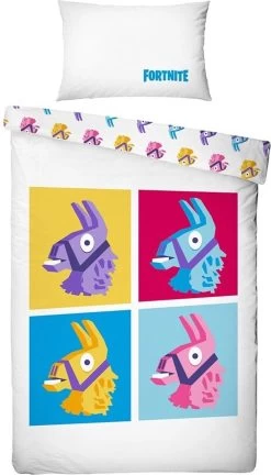 Fortnite Llama - Dekbedovertrek - Eenpersoons - 140 X 200 Cm - Multi