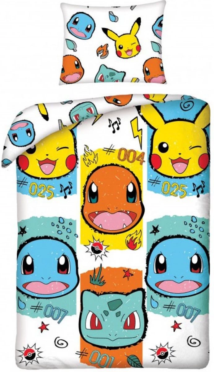 Pokémon Dekbedovertrek Starters - Eenpersoons - 140 X 200 Cm - Katoen 1 Pokémon Dekbedovertrek Starters - Eenpersoons - 140 X 200 Cm - Katoen