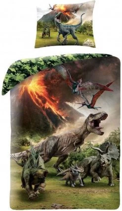 Jurassic World Dekbedovertrek Dino-1persoons-140x200-dinosaurus Dekbed , Incl. Speelgoed Dino Transport -Beddengoed winkel 694x1200 1