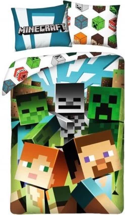 Minecraft Dekbedovertrek Block - Eenpersoons - 140 X 200 Cm - Katoen