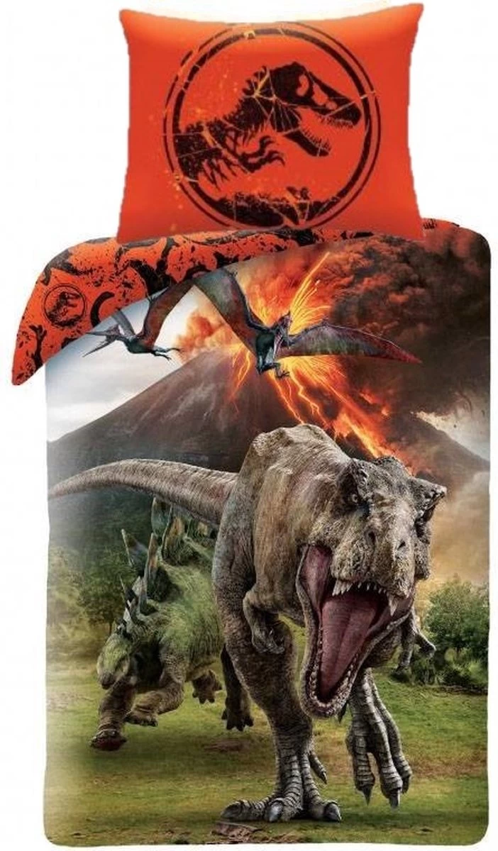 Mepal Jurassic World T-Rex Volcano Dinosaurus Dekbedovertrek - Eenpersoons - 140x200 Cm - Multi 2 Mepal Jurassic World T-Rex Volcano Dinosaurus Dekbedovertrek - Eenpersoons - 140x200 Cm - Multi - Afbeelding 2