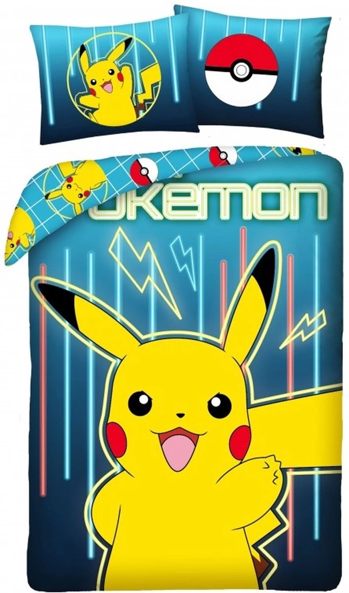 Pokémon Dekbedovertrek, Pikachu - Eenpersoons - 140 X 200 Cm - Katoen 1 Pokémon Dekbedovertrek, Pikachu - Eenpersoons - 140 X 200 Cm - Katoen