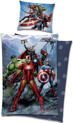 Avengers Dekbedovertrek - Assemble - 140x200 Cm + Kussenloop 60x70 Cm - Blauw
