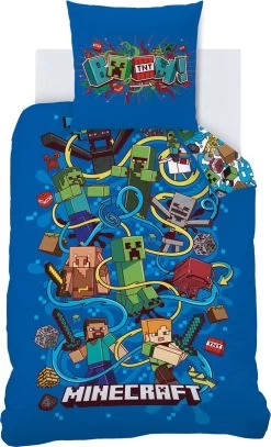 Minecraft Dekbedovertrek Slurp - Eenpersoons - 140 X 220 Cm - Katoen