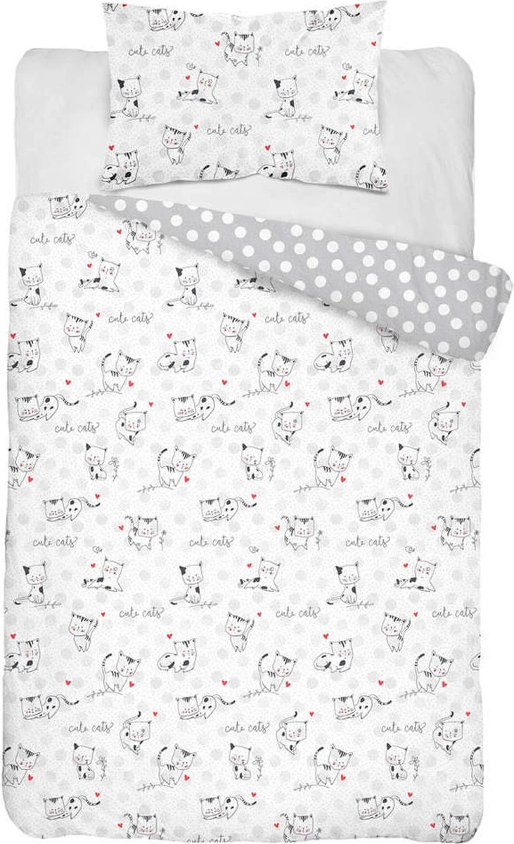 Ledikant - Dekbedovertrek - Poesjes - Katoen - 100x135 Cm 1 Ledikant - Dekbedovertrek - Poesjes - Katoen - 100x135 Cm