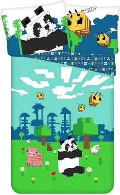 Minecraft Dekbedovertrek Explore Overworld - Eenpersoons - 140 X 200 Cm - Katoen