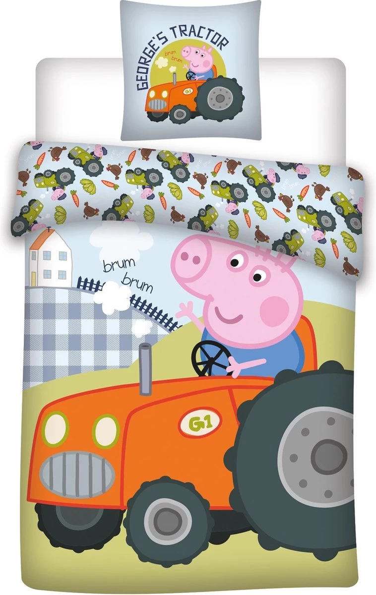 Peppa Pig Tractor - Baby Dekbedovertrek - 100 X 135 Cm - Multi 1 Peppa Pig Tractor - Baby Dekbedovertrek - 100 X 135 Cm - Multi