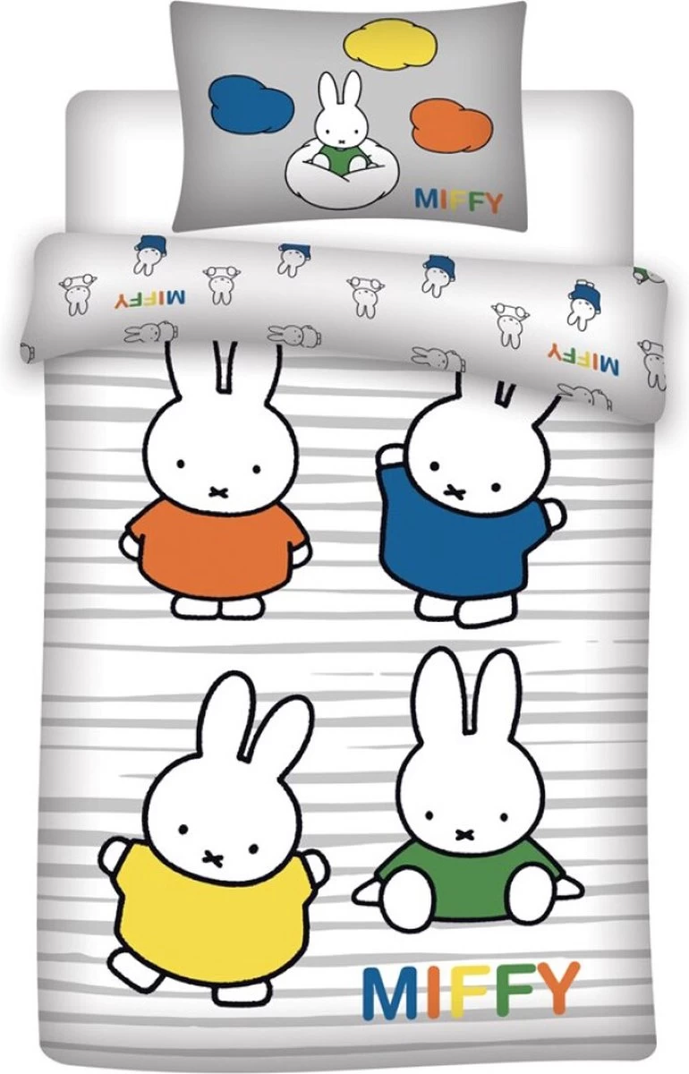 Miffy BABY Dekbedovertrek, Nijntje - 100 X 135 Cm - Katoen 1 Miffy BABY Dekbedovertrek, Nijntje - 100 X 135 Cm - Katoen
