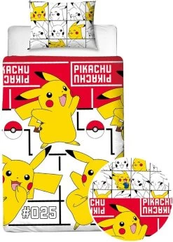Pokemon Dekbedovertrek Icon - 140x200 - 100% Katoen - Wit - Dekbedovertrek Kinderen