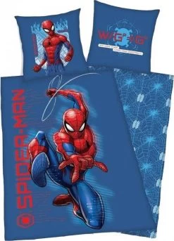Spiderman Dubbelzijdig Dekbed - 140 X 200 Cm. - Marvel Spider-Man Dekbedovertrek - Blauw