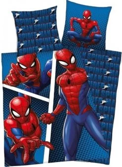 Spiderman Dubbelzijdig Dekbed Superhero Pose- 140 X 200 Cm. - Marvel Spider-Man Dekbedovertrek - Blauw