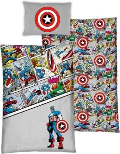 Marvel Avengers Dekbedovertrek Comics - Eenpersoons - 140 X 200 Cm - Bio Katoen
