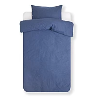 Dekbedovertrek Yumeko Buttons Denim Blue Flanel 140 X 200 / 220 Cm 1 Persoons