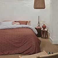 VTwonen Dekbedovertrek VT Wonen Sticking Dots Steenrood Satijn 240 X 200 / 220 Cm Lits Jumeaux
