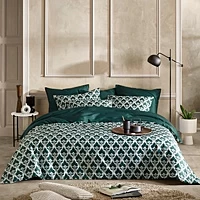 Dekbedovertrek De Witte Lietaer Rococo Deep Lagoon Satijn 260 X 200 / 220 Cm Extra Breed