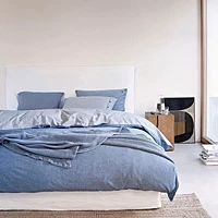 Dekbedovertrek Marc O'Polo Washed Chambray Blue Katoen 240 X 200 / 220 Cm Lits Jumeaux