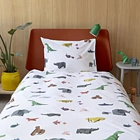 Dekbedovertrek SNURK Paper Zoo Percal 240 X 200 / 220 Cm Lits Jumeaux