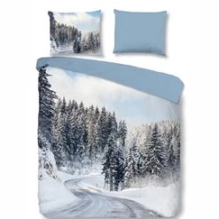 Dekbedovertrek Good Morning Snowy Road Multi Flanel 240 X 200 / 220 Cm Lits Jumeaux