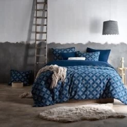 Dekbedovertrek De Witte Lietaer Anzor Azure Blue Flanel 260 X 200 / 220 Cm Extra Breed