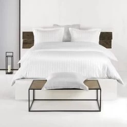 Dekbedovertrek De Witte Lietaer Zygo White Satijn 240 X 200 / 220 Cm Lits Jumeaux