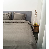 Dekbedovertrek Kayori Shizu Taupe Satijn 240 X 200 / 220 Cm Lits Jumeaux