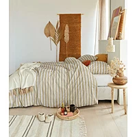 Dekbedovertrek Ariadne At Home Knit Stripes Naturel Katoen 240 X 200 / 220 Cm Lits Jumeaux