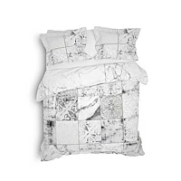 Heckett Lane Dekbedovertrek Katoen Satijn Simra Marble Grey Grijs
