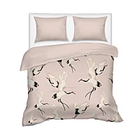 Dekbedovertrek Kraanvogels Roze Maat 2 Persoons (200x220 + Kussenslopen) Dekbedovertrekken